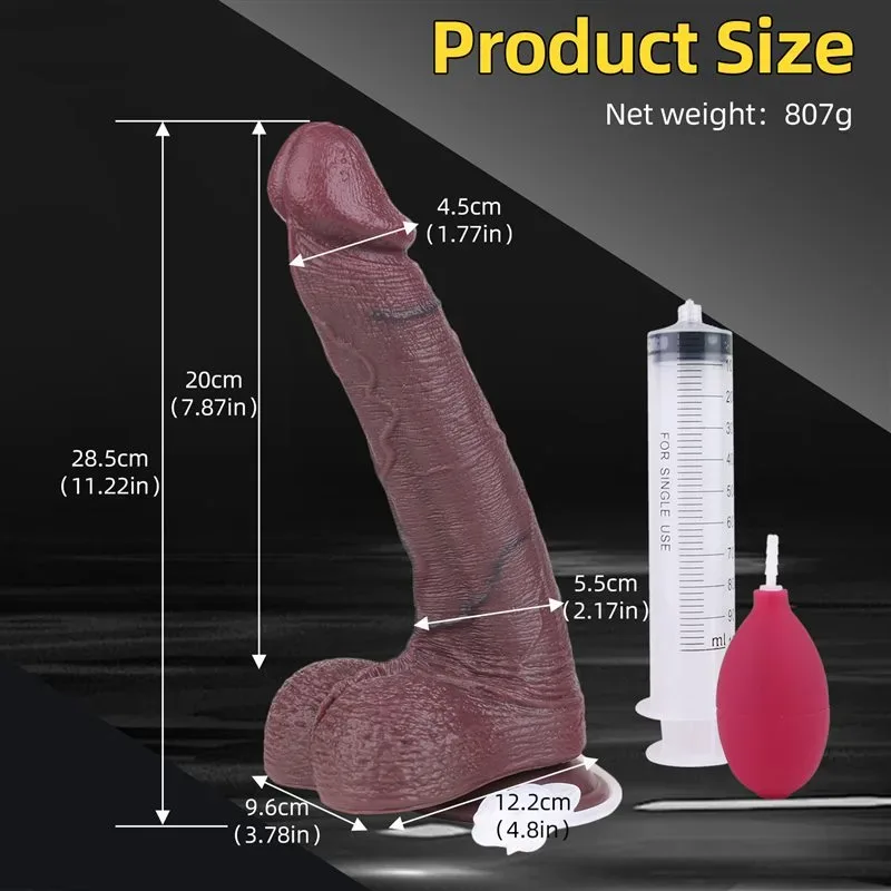 11.2 Inch Large Black Most Realistic Dual Layer Silicone Ejaculating Dildo 1 11.2 Inch Large Black Most Realistic Dual Layer Silicone Ejaculating Dildo 1