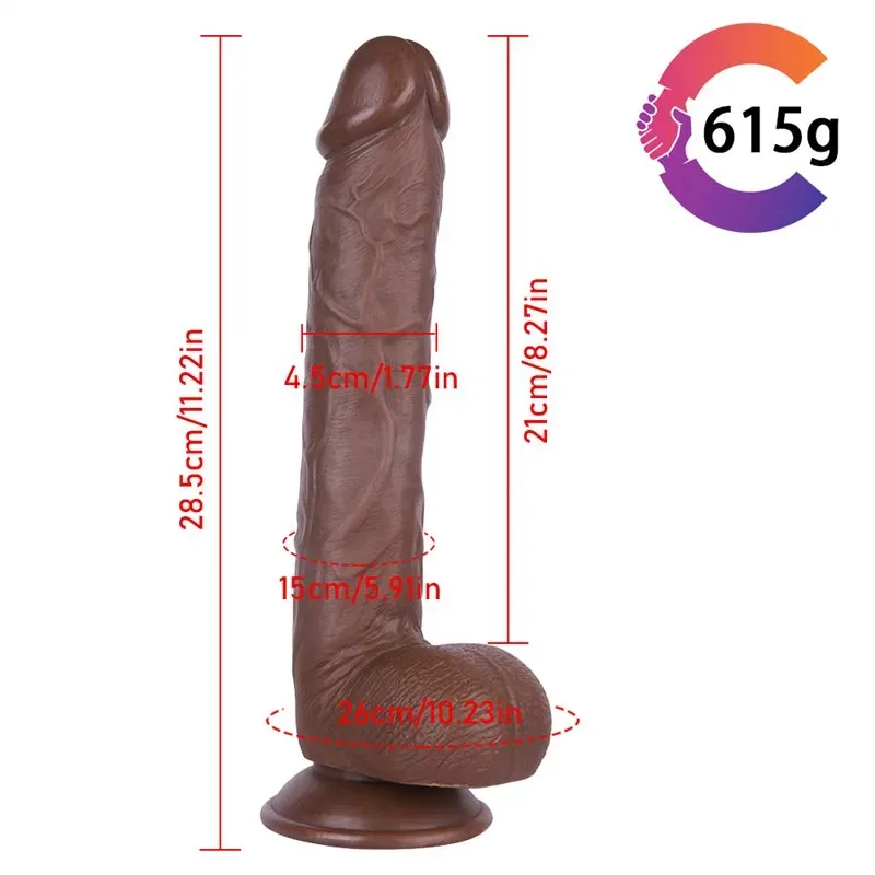 11.5 IN Large Realistic PVC Dildo Brown/ Black/Skin 1 11.5 IN Large Realistic PVC Dildo Brown/ Black/Skin 1