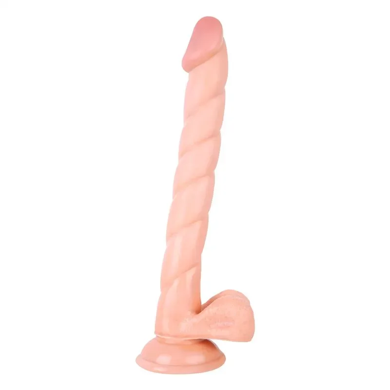 12.5 IN Natural Fat Long Spiral PVC Dildo (1) 12.5 IN Long Slim Spiral PVC Dildo - Image 1