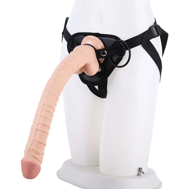 16 IN Extra Long Thin Lesbian Strap-On Dildo Harness Set - Image 1