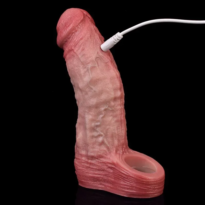 6.5 Inch 10 Vibration Liquid Silicone Real Lifelike Penis Sleeve 5 6.5 Inch 10 Vibration Liquid Silicone Real Lifelike Penis Sleeve 5