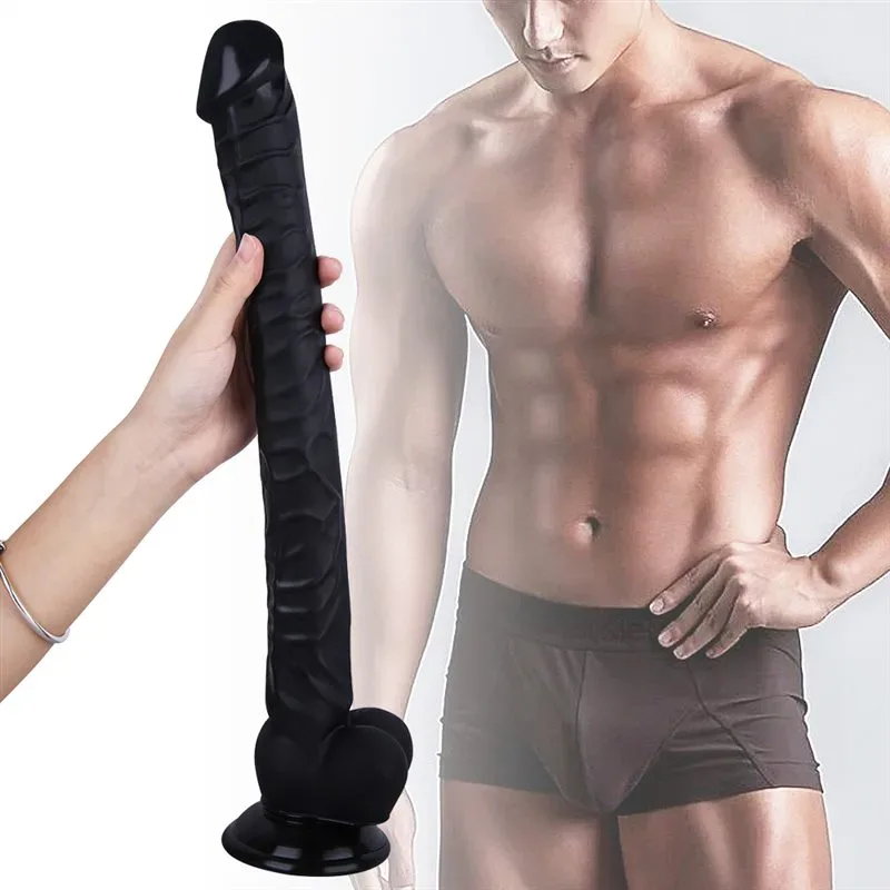 16 IN Long Thin Textured PVC Dildo Black/Skin Tone 6 16 IN Long Thin Textured PVC Dildo Black/Skin Tone 6