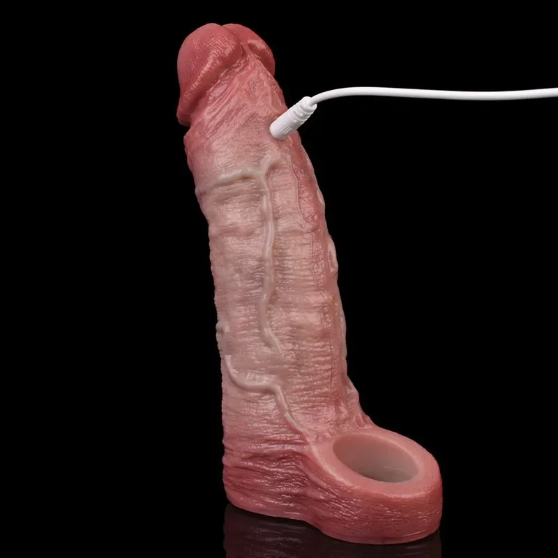 7.3 Inch Vibrating Cock Sleeve Realistic Penis Length Extender 6 7.3 Inch Vibrating Cock Sleeve Realistic Penis Length Extender 6