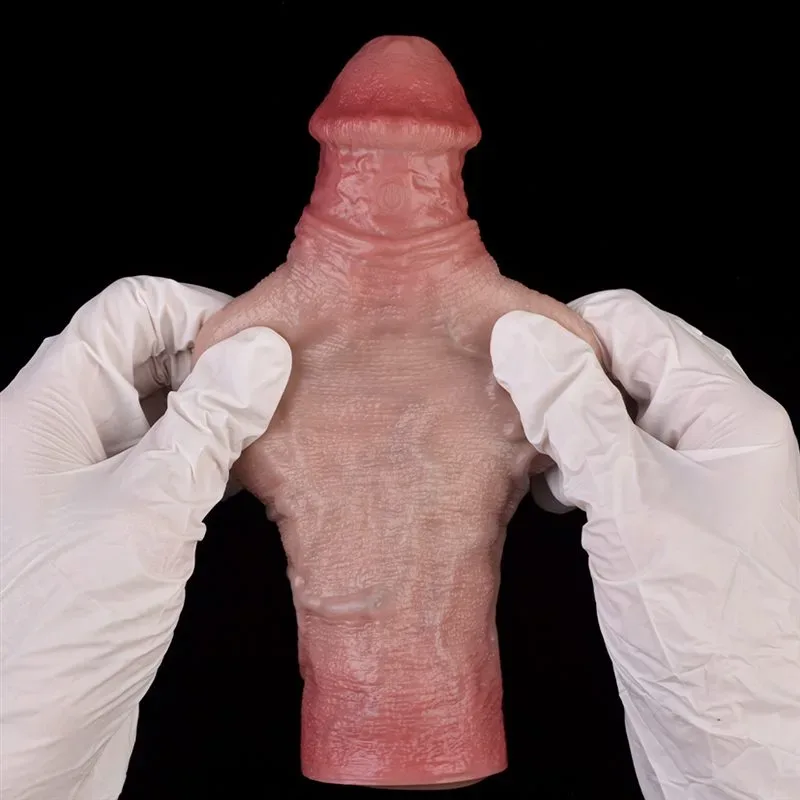 7.4 Inch 10 Vibration Silicone Realistic Penis Extension Sleeve 10 7.4 Inch 10 Vibration Silicone Realistic Penis Extension Sleeve 10