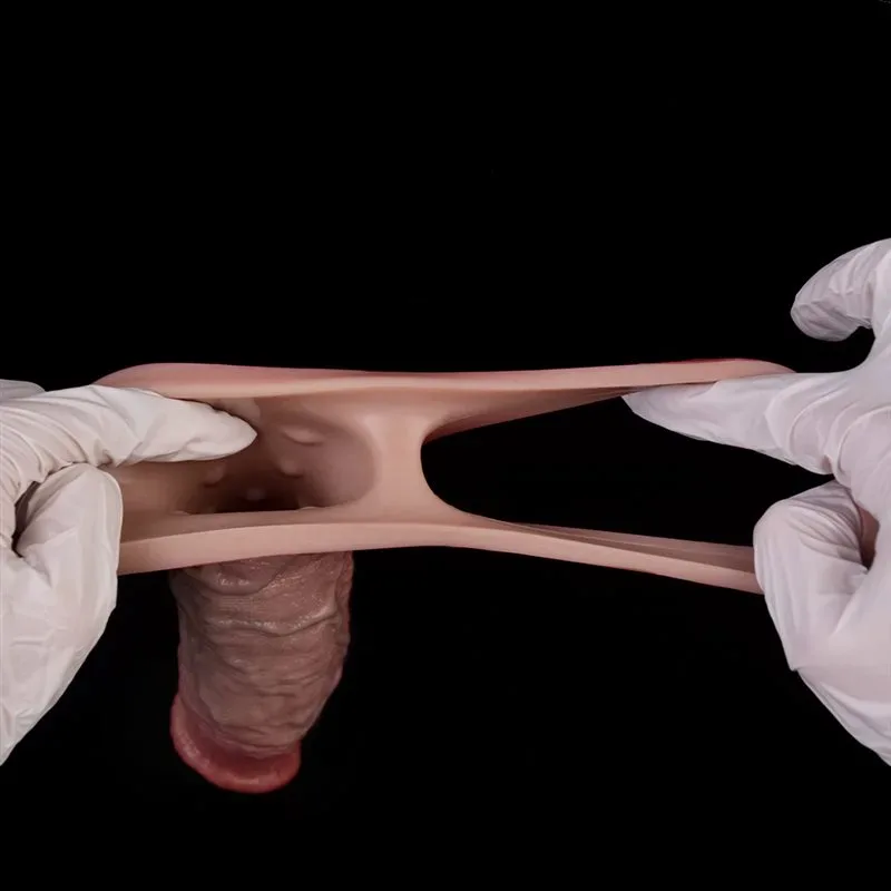 7.4 Inch 10 Vibration Silicone Realistic Penis Extension Sleeve 11 7.4 Inch 10 Vibration Silicone Realistic Penis Extension Sleeve 11