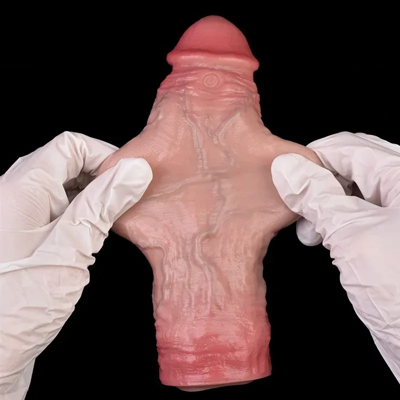 7.5 Inch 10 Vibration Ultra Realistic Penis Extension Cock Sleeve 10 7.5 Inch 10 Vibration Ultra Realistic Penis Extension Cock Sleeve 10