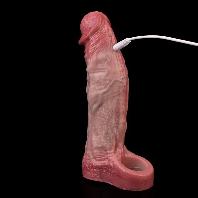 7.6 Inch 10 Vibration Premium Silicone Real Skin Feel Penis Sleeve 6 7.6 Inch 10 Vibration Premium Silicone Real Skin Feel Penis Sleeve 6