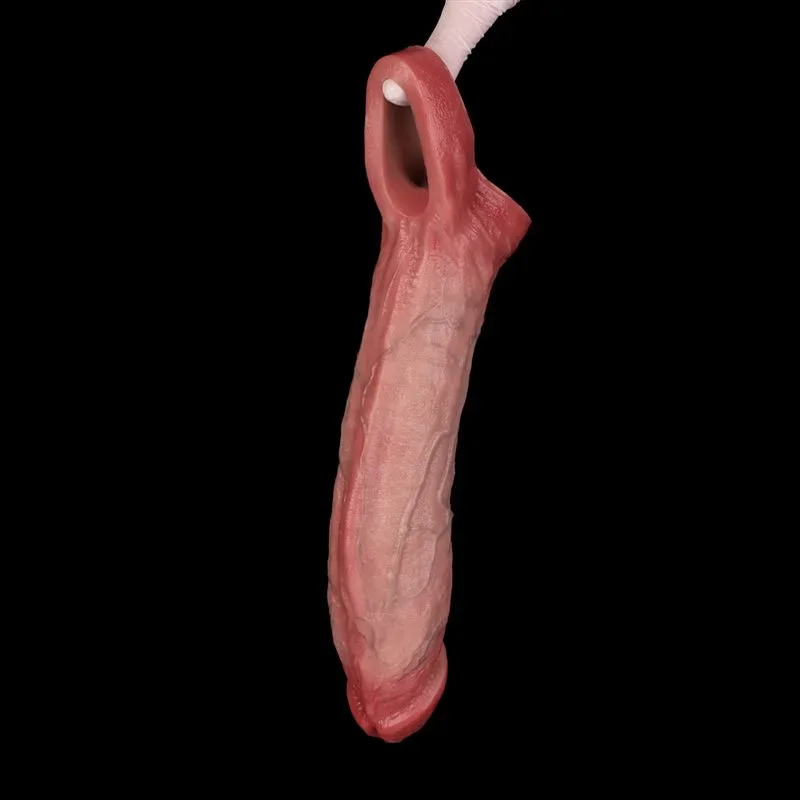 7.9 Inch 10 Vibration Realistic Penis Sleeve Soft Silicone Cock Extender 9 7.9 Inch 10 Vibration Realistic Penis Sleeve Soft Silicone Cock Extender 9