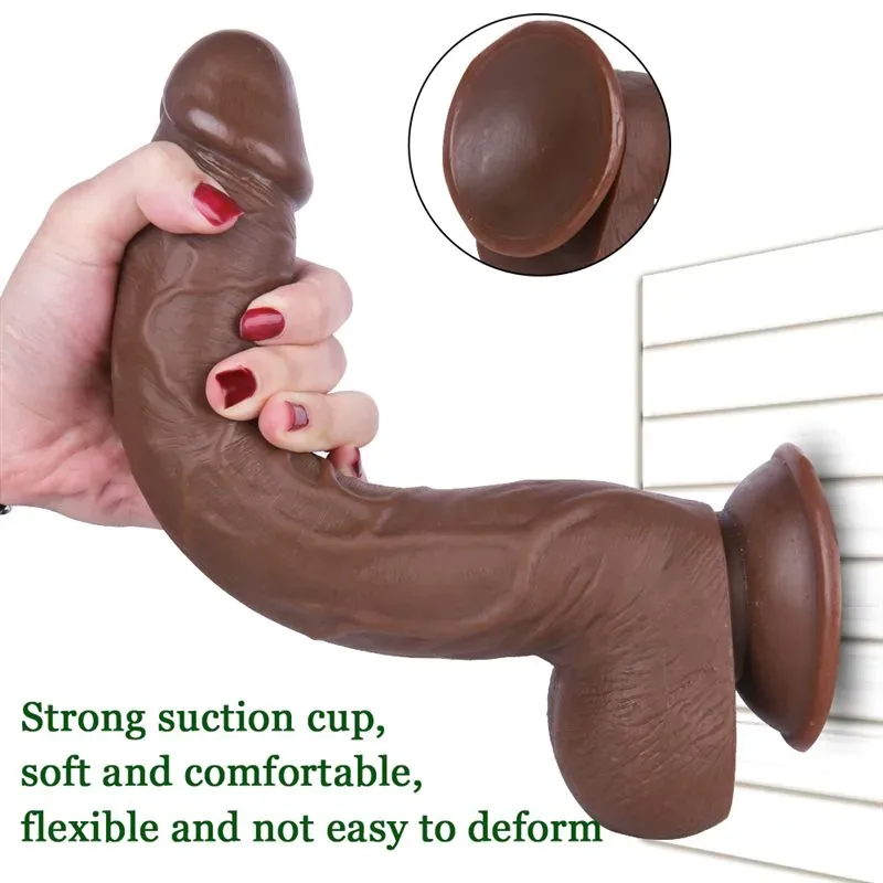 11.5 IN Large Realistic PVC Dildo Brown/ Black/Skin 4 11.5 IN Large Realistic PVC Dildo Brown/ Black/Skin 4