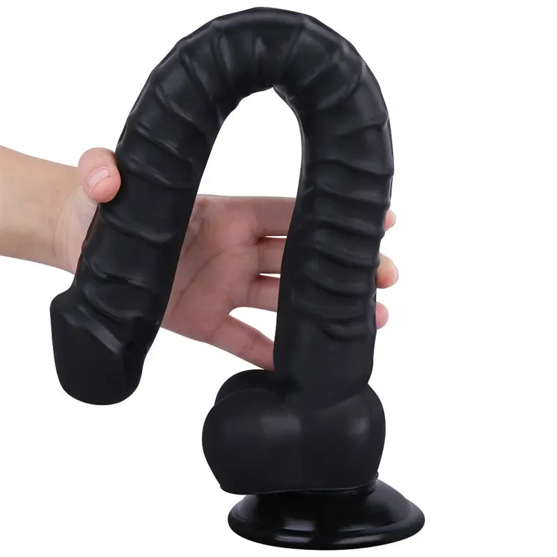 16 IN Long Thin Textured PVC Dildo Black/Skin Tone 2 16 IN Long Thin Textured PVC Dildo Black/Skin Tone 2