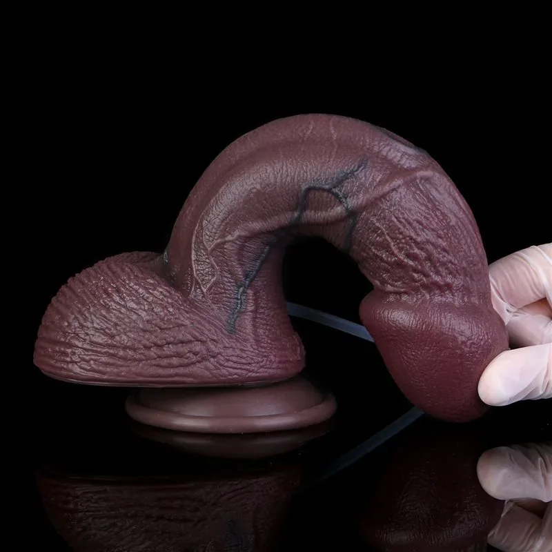 9.7 Inch Black Big Head Real Life Like Silicone Ejaculating Dildo 9 9.7 Inch Black Big Head Real Life Like Silicone Ejaculating Dildo 9