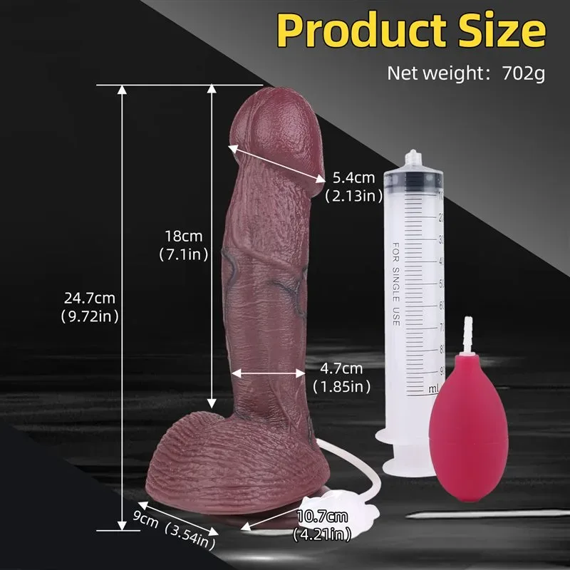 9.7 Inch Black Big Head Real Life Like Silicone Ejaculating Dildo 1 9.7 Inch Black Big Head Real Life Like Silicone Ejaculating Dildo 1