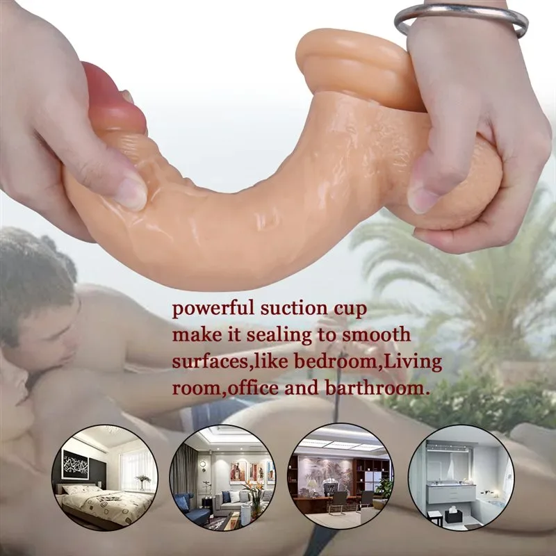 9.5 IN Big Fat Realistic PVC Dildo Ergonomic Penis 5 9.5 IN Big Fat Realistic PVC Dildo Ergonomic Penis 5