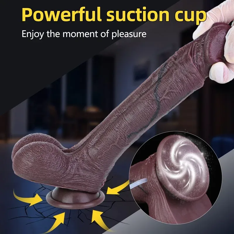 9.5 Inch Big Black Double Layer Silicone Ejaculating Dildo 3 9.5 Inch Big Black Double Layer Silicone Ejaculating Dildo 3