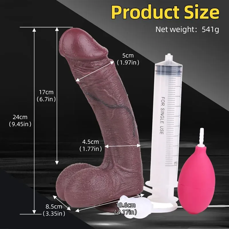 9.5 Inch Big Black Double Layer Silicone Ejaculating Dildo 1 9.5 Inch Big Black Double Layer Silicone Ejaculating Dildo 1
