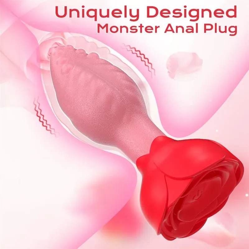 APP + Remote Control Rotating Vibrating Rose Tongue Anal Vibrator 3 APP + Remote Control Rotating Vibrating Rose Tongue Anal Vibrator 3