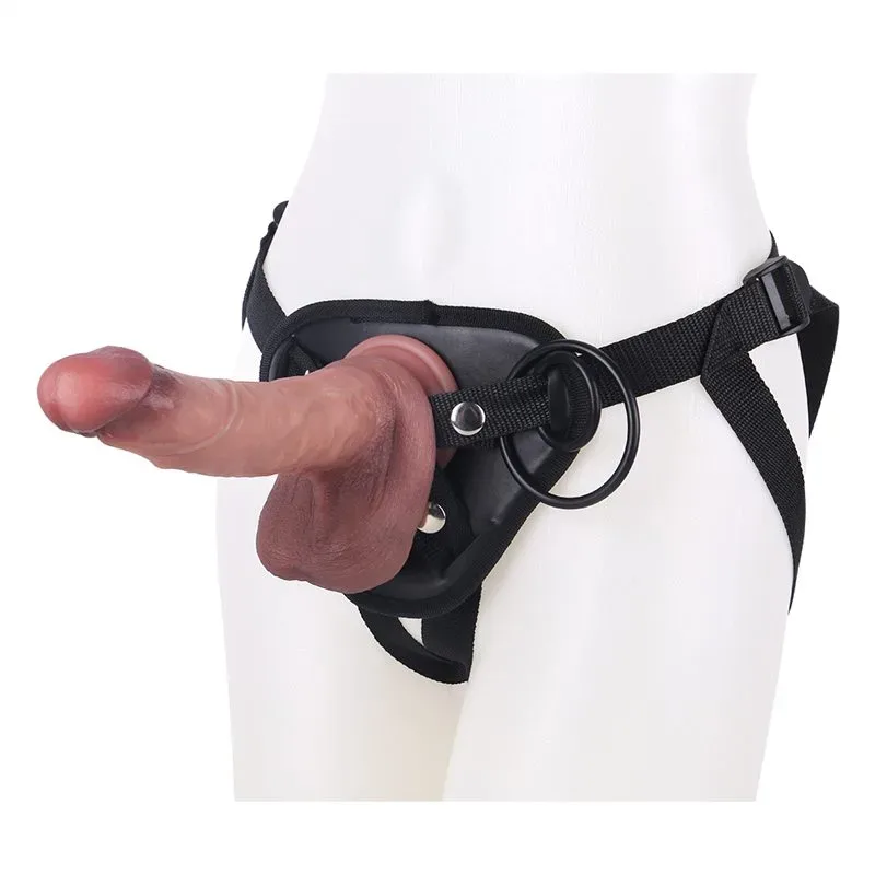 Dual Density Silicone Lifelike Dildo with Harness (2) 8 IN Dual Density Silicone Lifelike Dildo with Harness - Image 1