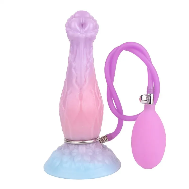8 Inch Silicone Fantasy Inflatable Special Shape Anal Dildo Plug - Image 1