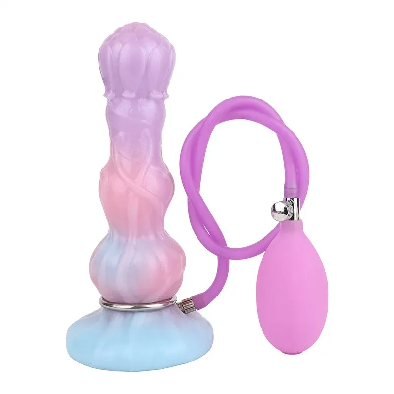 Fantasy Silicone Exotic Inflatable Knots Anal Dildo Plug (17) 8 Inch Fantasy Silicone Exotic Inflatable Knots Anal Dildo Plug - Image 1