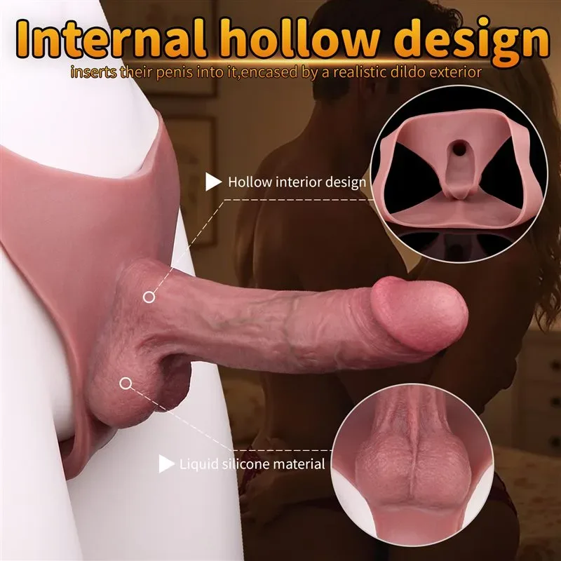 Wearable Ultra Realistic Hollow Dildo Sleeve Silicone Penis Pant 3 Wearable Ultra Realistic Hollow Dildo Sleeve Silicone Penis Pant 3
