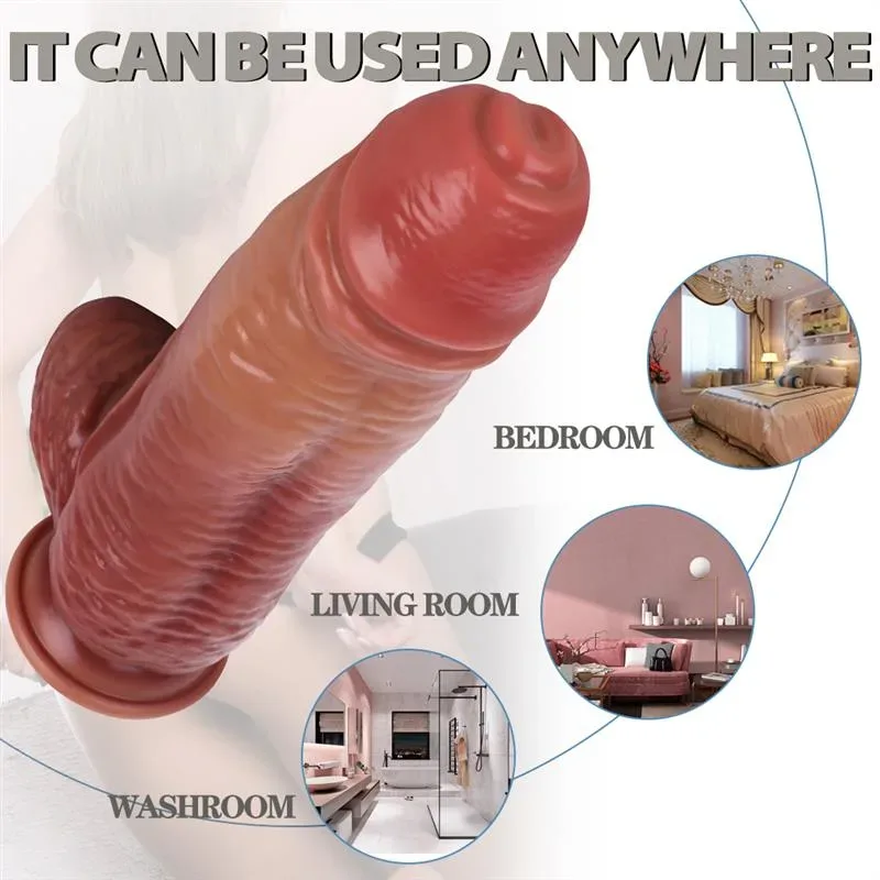 9.5 IN Thickness Brown Realistic Silicone Dildo 6 9.5 IN Thickness Brown Realistic Silicone Dildo 6