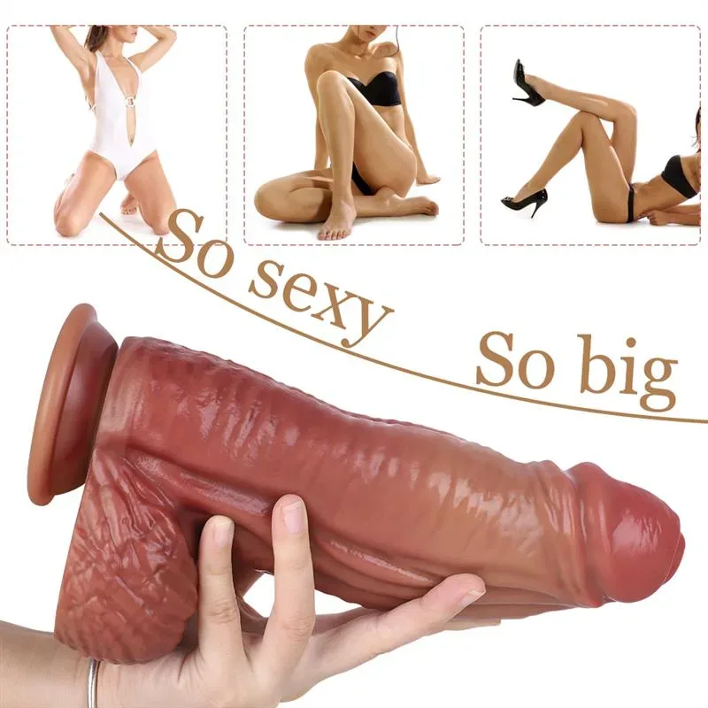 9.5 IN Thickness Brown Realistic Silicone Dildo 4 9.5 IN Thickness Brown Realistic Silicone Dildo 4