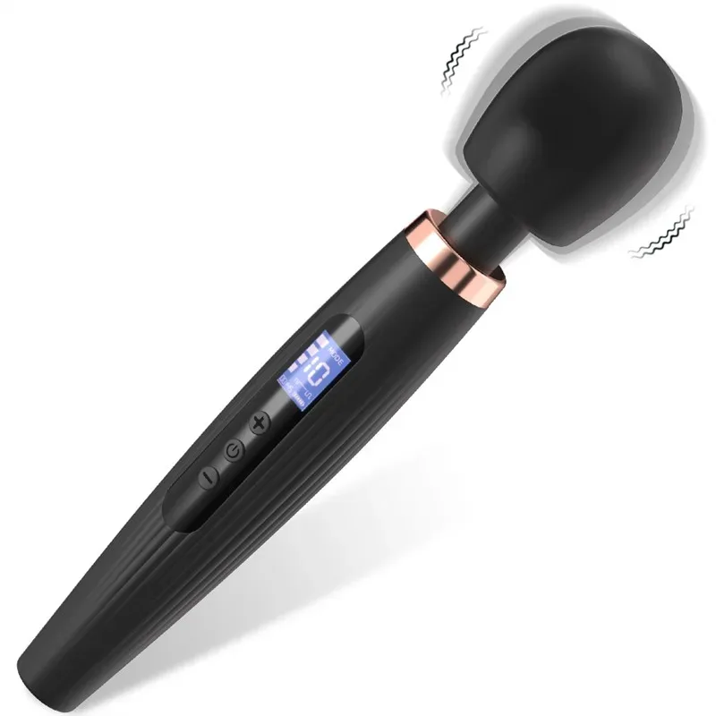 LCD display wand massager (2) 10 Vibration 4 Speeds Smart LCD Display Magic Wand Massager - Image 1