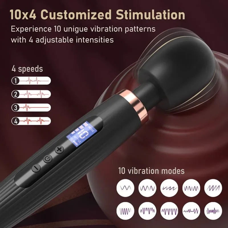 10 Vibration 4 Speeds Smart LCD Display Magic Wand Massager 1 10 Vibration 4 Speeds Smart LCD Display Magic Wand Massager 1