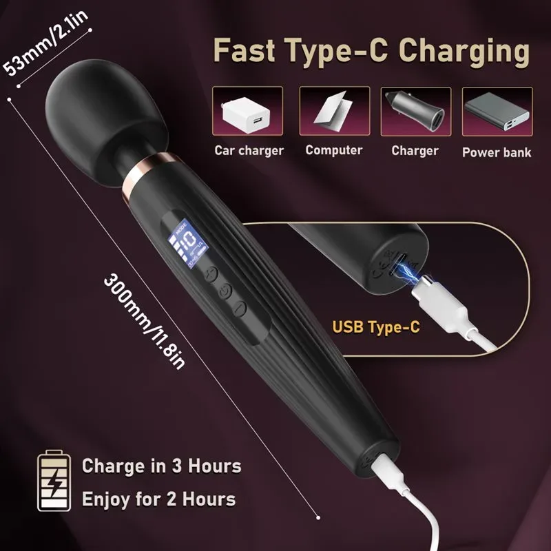 10 Vibration 4 Speeds Smart LCD Display Magic Wand Massager 5 10 Vibration 4 Speeds Smart LCD Display Magic Wand Massager 5