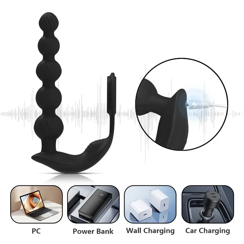 Remote Control Silicone Men Vibrating Anal Beads with Penis Ring 4 Remote Control Silicone Men Vibrating Anal Beads with Penis Ring 4
