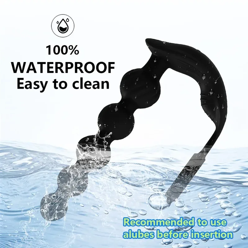 Remote Control Silicone Men Vibrating Anal Beads with Penis Ring 5 Remote Control Silicone Men Vibrating Anal Beads with Penis Ring 5