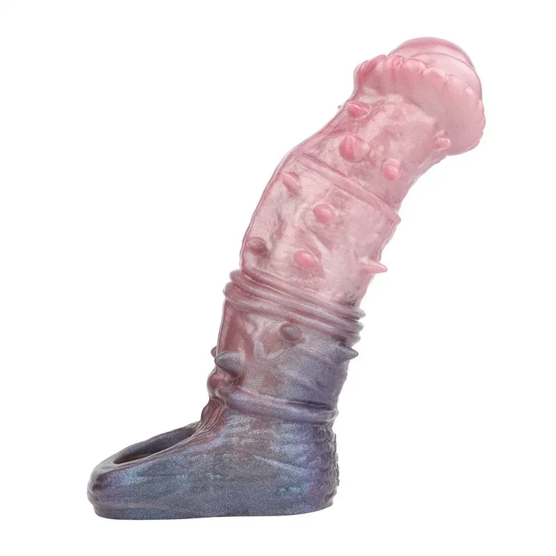 Spiked Horse Cock Sleeve (28) 7.5 Inch Barbed Horse Cock Sleeve Fantasy Silicone Penis Extension - Image 1