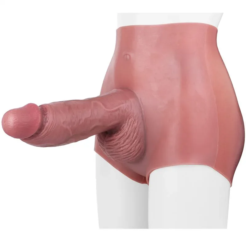 Wearable Big Fat Hollow Dildo Sleeve Silicone Realistic Penis Pant - Image 1