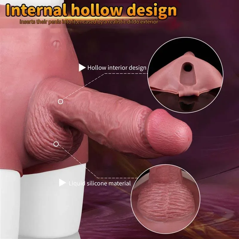 Wearable Big Fat Hollow Dildo Sleeve Silicone Realistic Penis Pant 3 Wearable Big Fat Hollow Dildo Sleeve Silicone Realistic Penis Pant 3