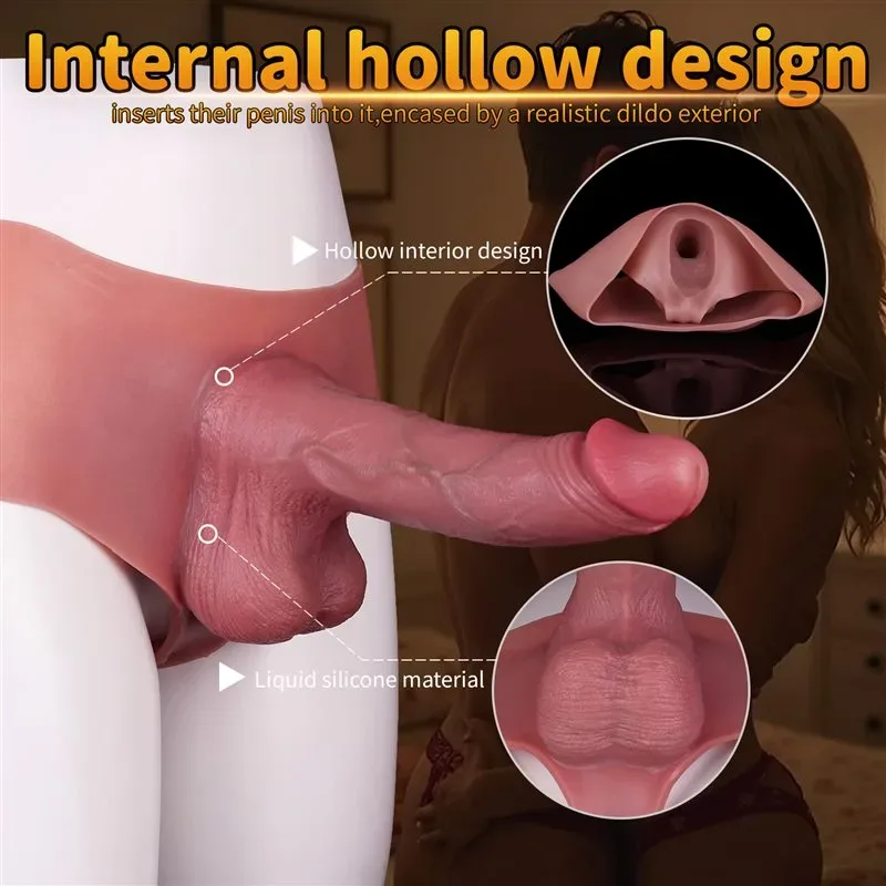 Wearable Real Skin Feel Hollow Penis Pant Silicone Big Cock Sleeve 3 Wearable Real Skin Feel Hollow Penis Pant Silicone Big Cock Sleeve 3