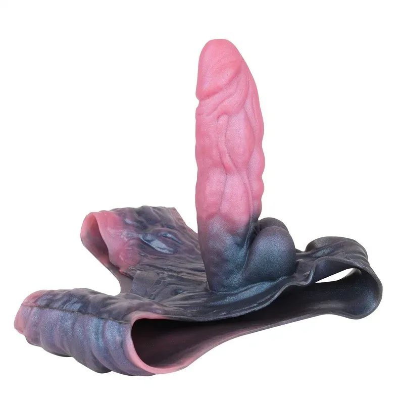 Wearable Fantasy Hollow Penis Pant Liquid Silicone Ribbed Cock Sleeve - Image 1