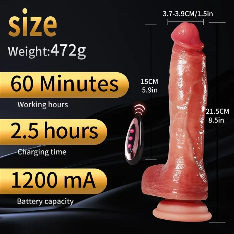 8.5 Inch Realistic Silicone Heated Vibrating Thrusting Dildo 2 8.5 Inch Realistic Silicone Heated Vibrating Thrusting Dildo 2