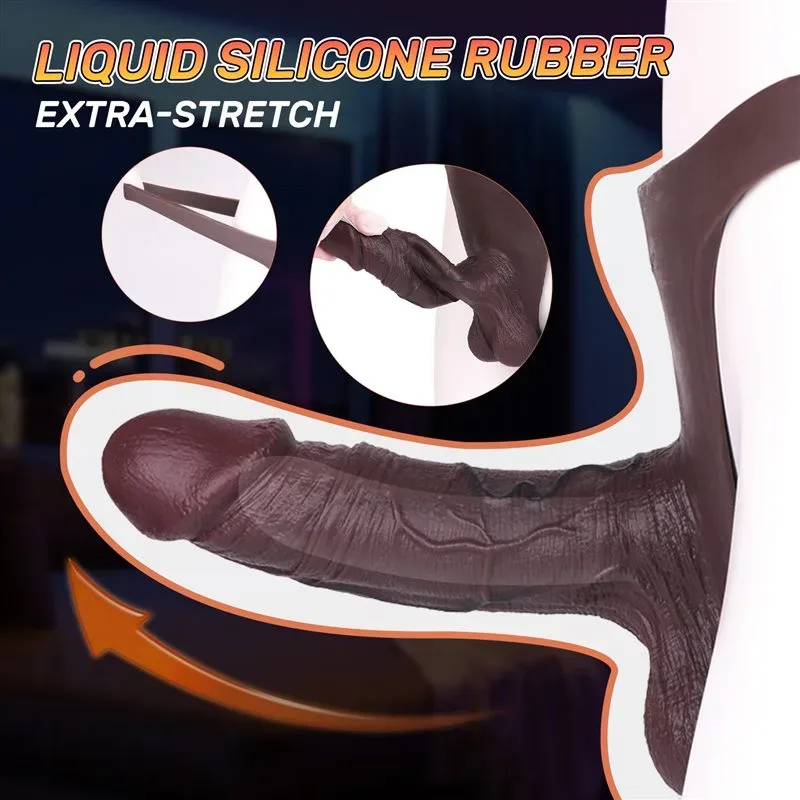 Black Realistic Silicone Hollow Penis Sleeve Thong Toy For Men 2 Black Realistic Silicone Hollow Penis Sleeve Thong Toy For Men 2