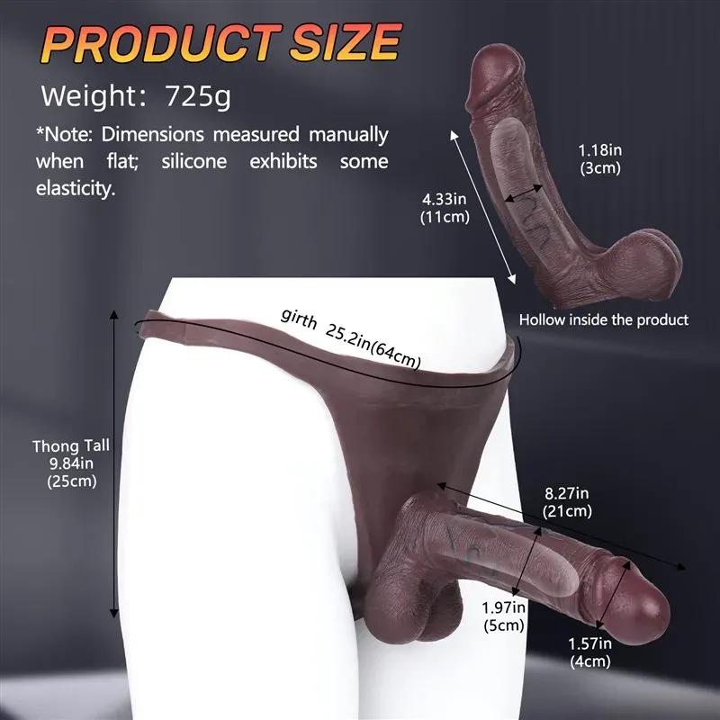 Men's Black Realistic Silicone Hollow Penis Sleeve Thong 1 Men's Black Realistic Silicone Hollow Penis Sleeve Thong 1
