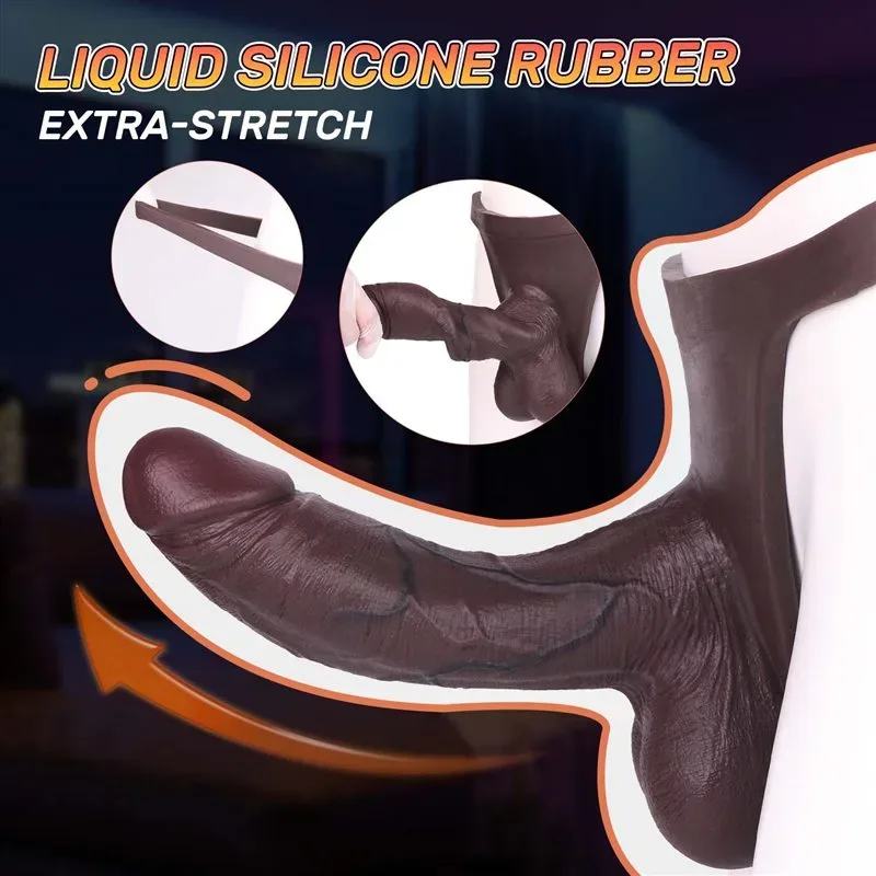 Black Silicone Strap-On Hollow Penis Sleeve Thong For Men 2 Black Silicone Strap-On Hollow Penis Sleeve Thong For Men 2