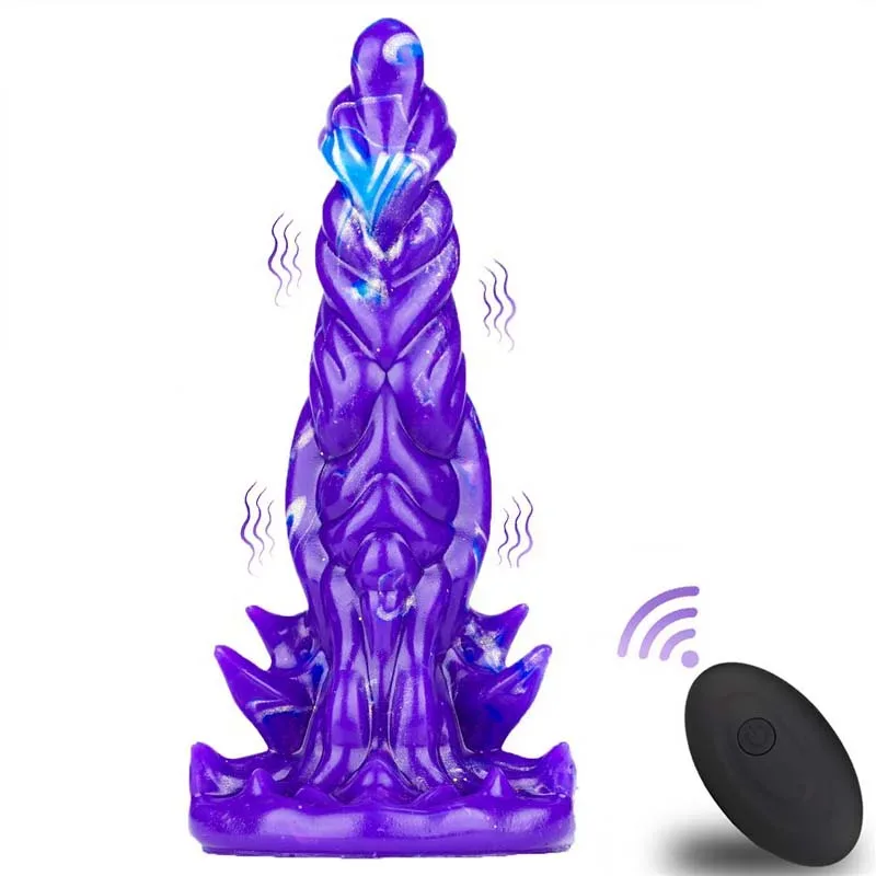 10 vibration alien dildo vibrator (1) 8 Inch One Button Control 10 Vibration Modes Alien Dildo Vibrator - Image 1