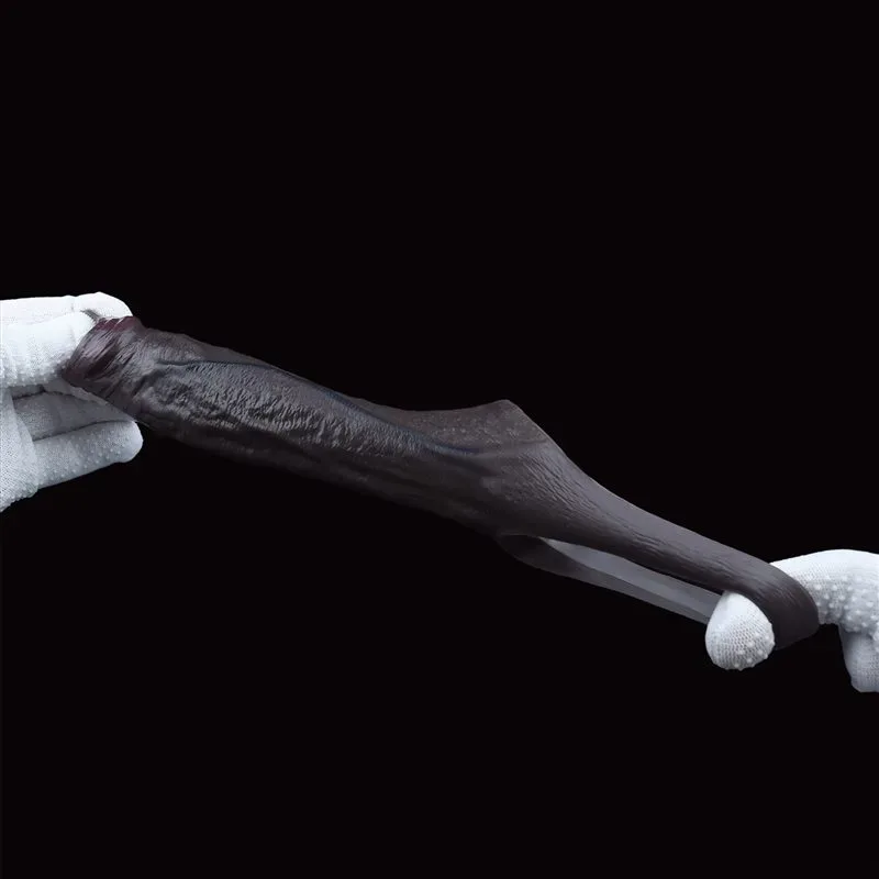 5.1 Inch Open Ended Black Real Lifelike Silicone Penis Sleeve 6 5.1 Inch Open Ended Black Real Lifelike Silicone Penis Sleeve 6