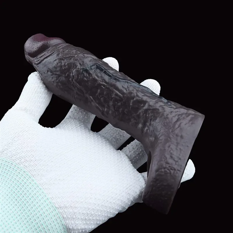 5.5 Inch Black Open Head Elastic Silicone Penis Extension Sleeve 6 5.5 Inch Black Open Head Elastic Silicone Penis Extension Sleeve 6