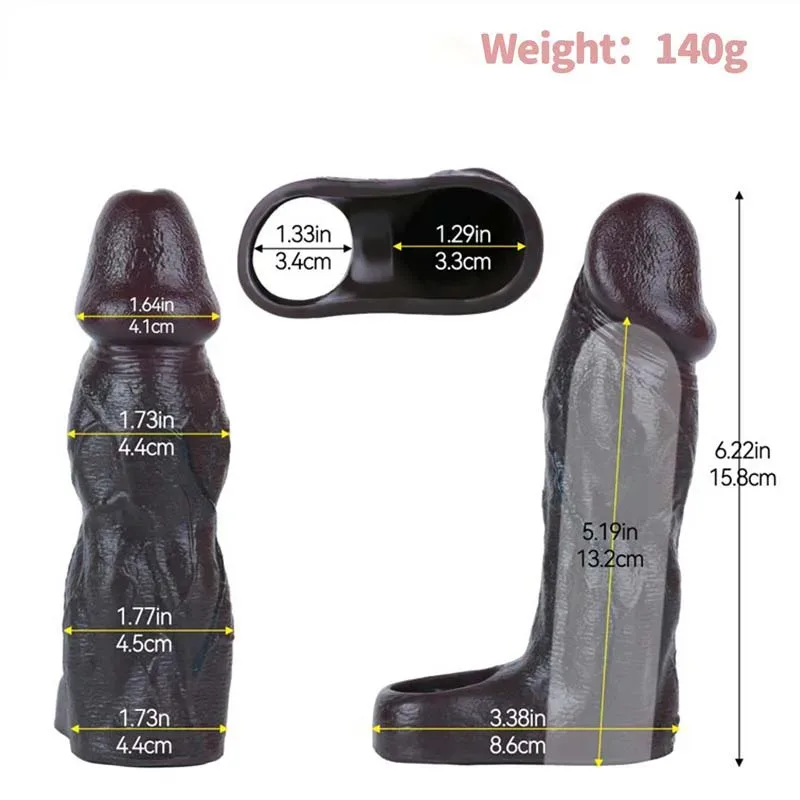 6.2 Inch Black Textured Lifelike Silicone Penis Enlarge Sleeve 1 6.2 Inch Black Textured Lifelike Silicone Penis Enlarge Sleeve 1