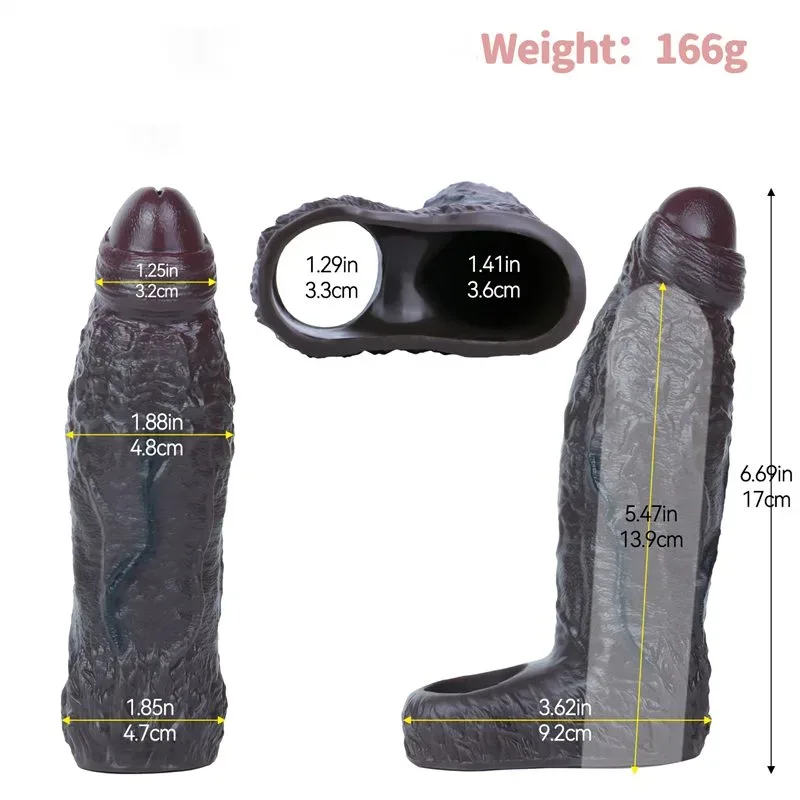 6.6 Inch Black Uncut Cock Sleeve Soft Silicone Penis Sheath 1 6.6 Inch Black Uncut Cock Sleeve Soft Silicone Penis Sheath 1