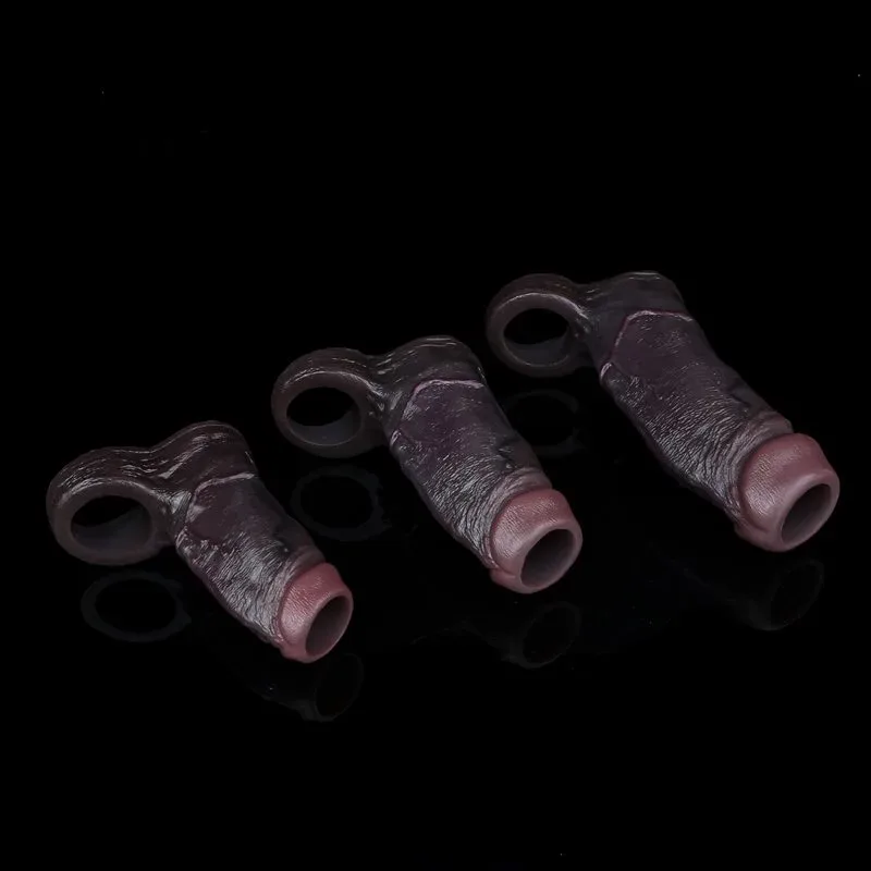 4.1/4.9/6.1 Inch Black Textured Open Ended Penis Sleeve 2 4.1/4.9/6.1 Inch Black Textured Open Ended Penis Sleeve 2