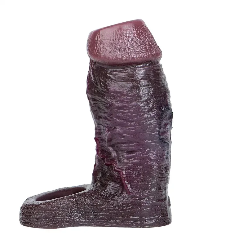 black realistic open tip cock sleeve (54) 4/4.7/5.9 Inch Black Open Tip Soft Realistic Cock Sleeve - Image 1