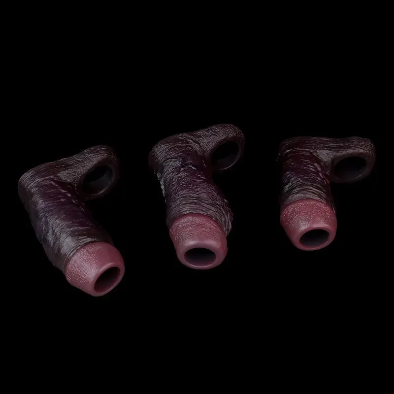 4/4.6/5.5 Inch Black Open Headed Realistic Penis Enhancer Sleeve 2 4/4.6/5.5 Inch Black Open Headed Realistic Penis Enhancer Sleeve 2