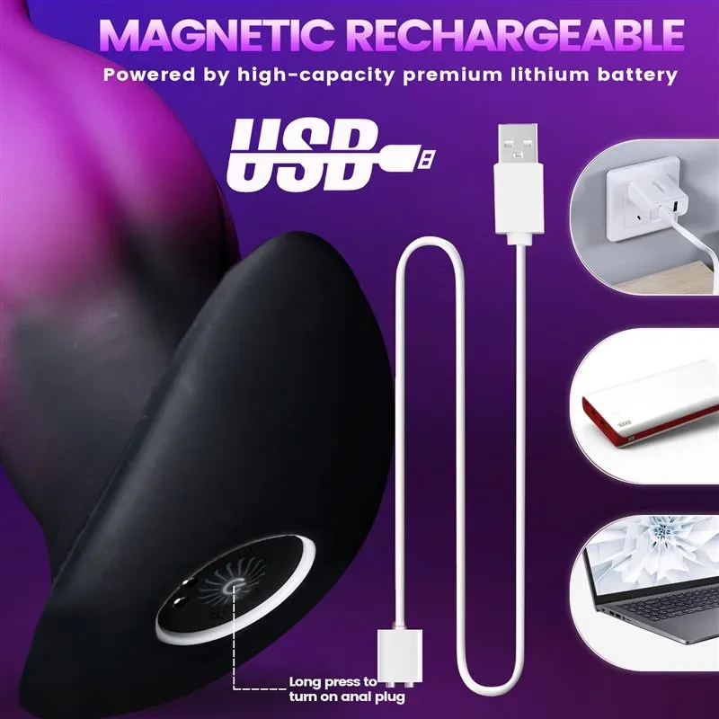 6.6 Inch Vibrating Fantasy Anal Dildo Wearable T-Base Knot Butt Plug 6 6.6 Inch Vibrating Fantasy Anal Dildo Wearable T-Base Knot Butt Plug 6