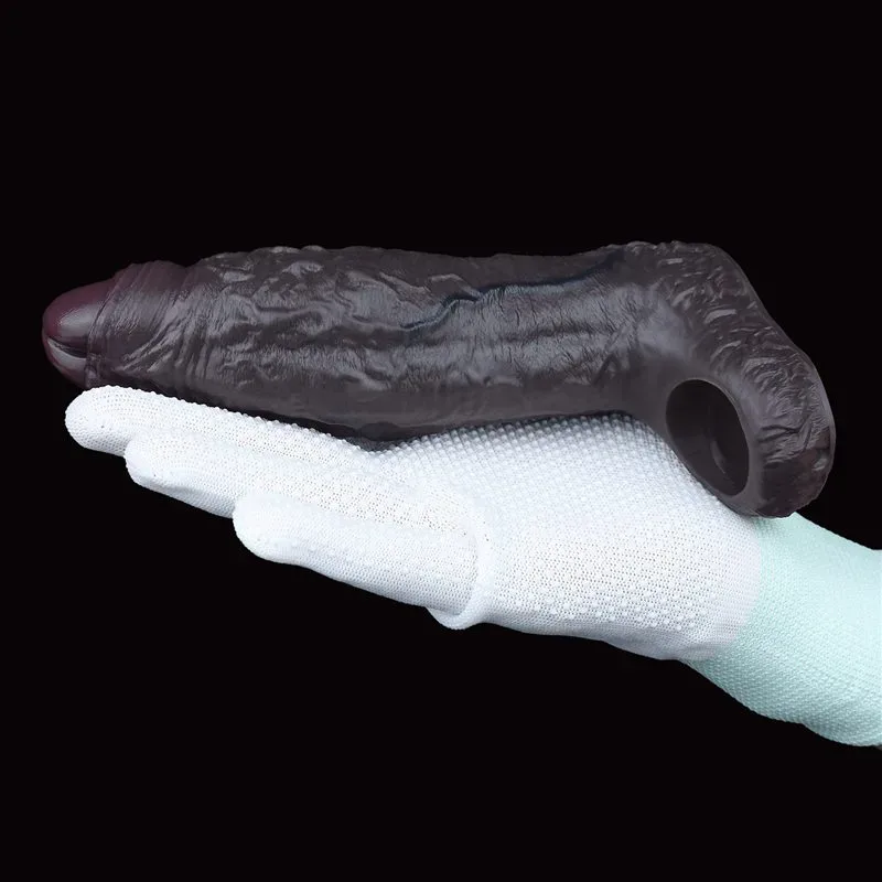 6.6 Inch Black Uncut Cock Sleeve Soft Silicone Penis Sheath 6 6.6 Inch Black Uncut Cock Sleeve Soft Silicone Penis Sheath 6